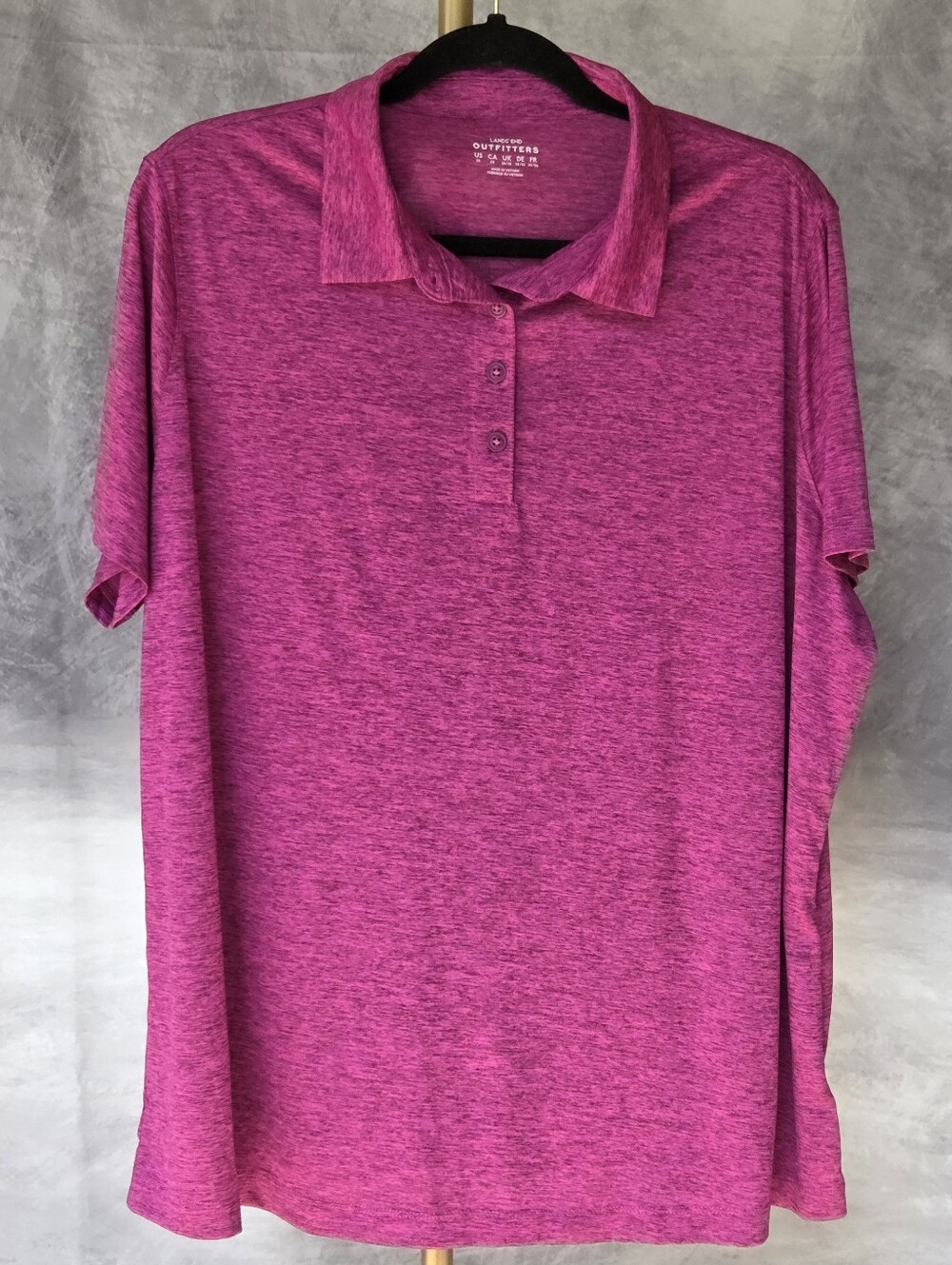 Women's Lands End Outfitters Brite Violet Space-Dye  Lightweight Polo Sz 2X-NWOT